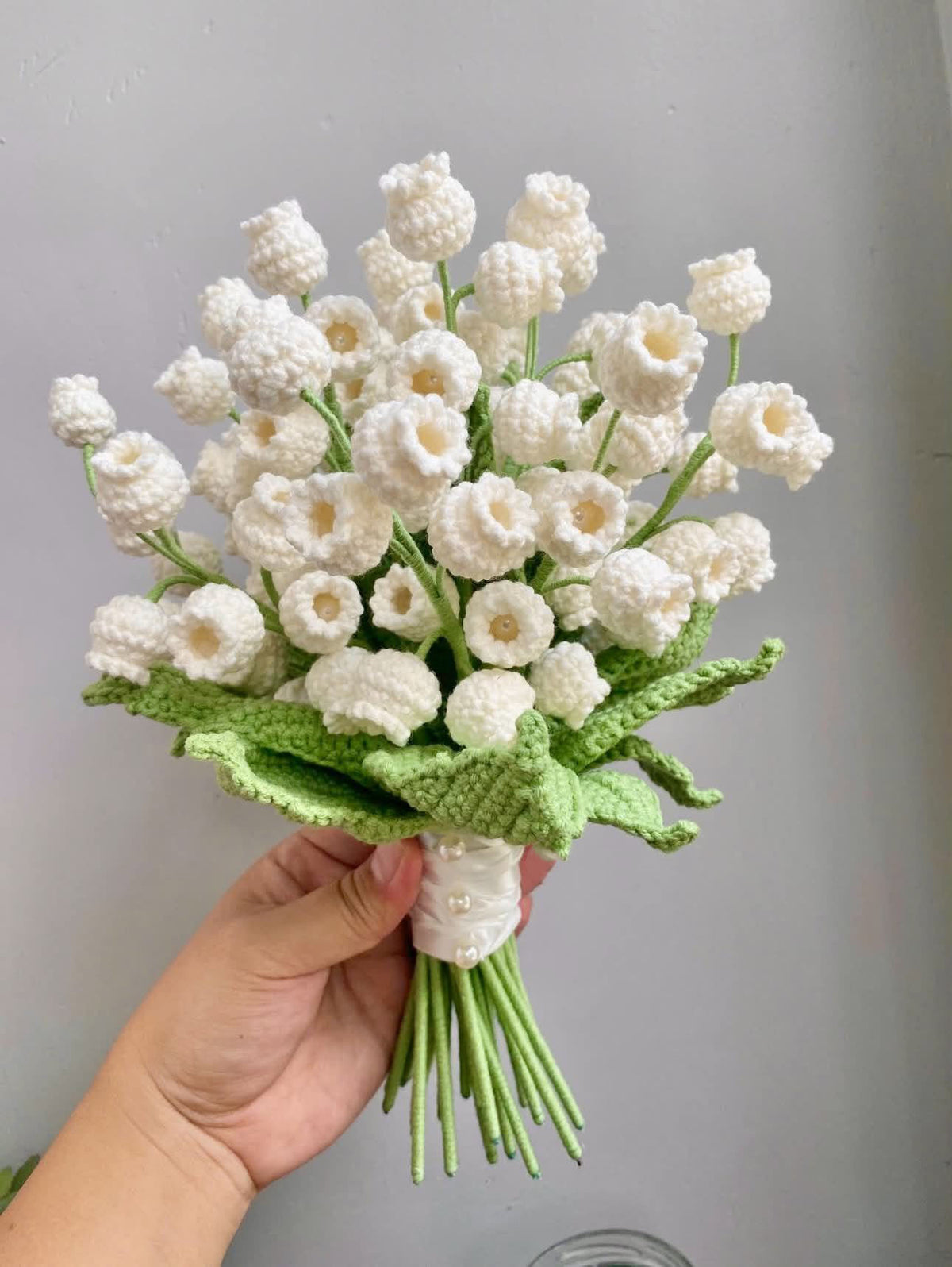 Crochet Lily of the Valley Wedding Bouquet, Handmade Crochet Flowers, Wedding Flowers, Elegant Everlasting Flower Bouquet, Bride Keepsake Gift WEDDINGF13