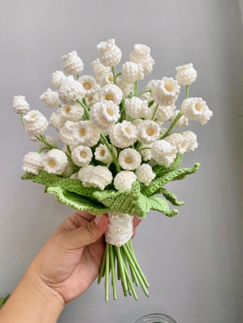 Crochet Lily of the Valley Wedding Bouquet, Handmade Crochet Flowers, Wedding Flowers, Elegant Everlasting Flower Bouquet, Bride Keepsake Gift WEDDINGF13