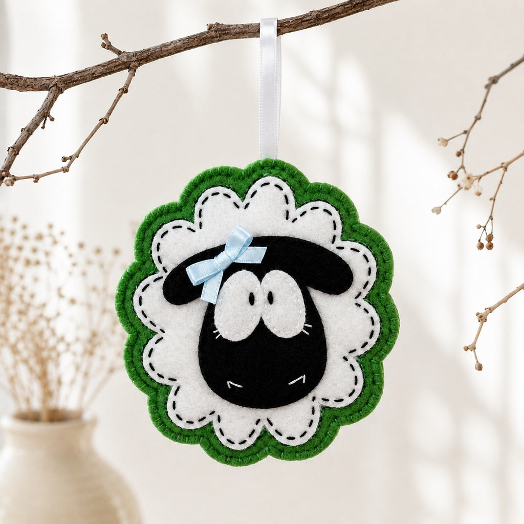 Sheep Felt Ornament, Handmade Custom Sheep Ornament, Kids Keepsake, Baby Nursery Gift NHFOR03