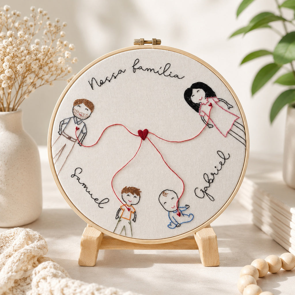 Personalized Family Embroidery Hoop, Custom Handmade Family Portrait, Embroidered Names Wall Art, Family Keepsake Gift, Home Decor EM12