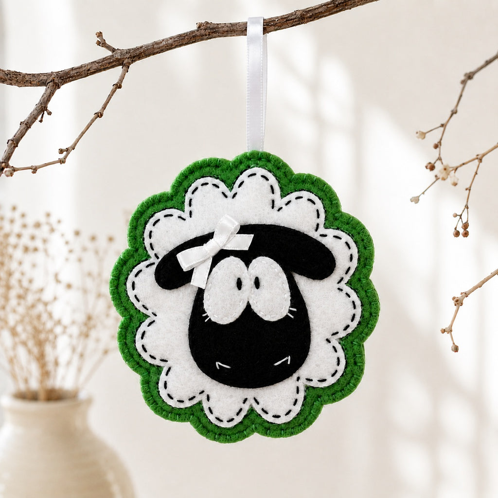 Sheep Felt Ornament, Handmade Custom Sheep Ornament, Kids Keepsake, Baby Nursery Gift NHFOR03