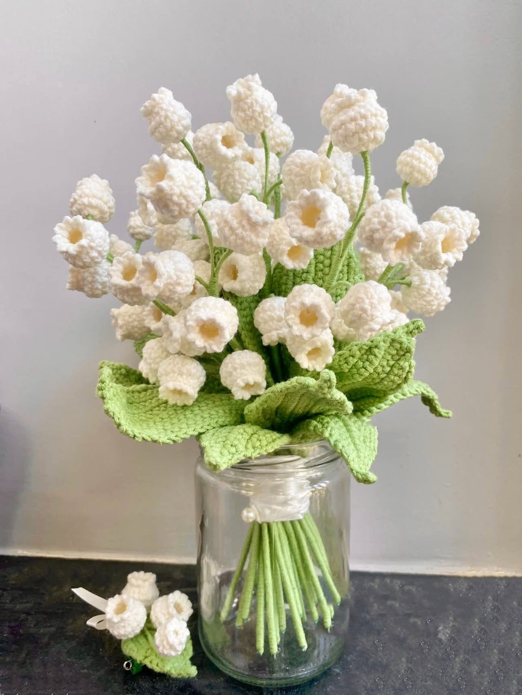 Crochet Lily of the Valley Wedding Bouquet, Handmade Crochet Flowers, Wedding Flowers, Elegant Everlasting Flower Bouquet, Bride Keepsake Gift WEDDINGF13