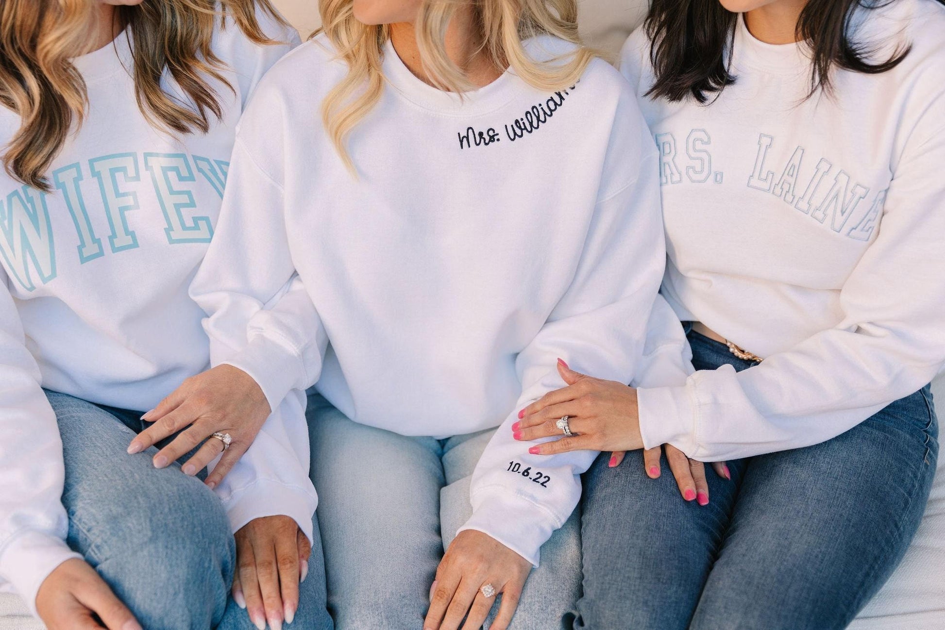 Custom Embroidered Collar,Sleeve Sweatshirt, Personalized Future Mrs Sweatshirt, Engagement Gift, Bridal Shower, Bride To Be, Fiancée