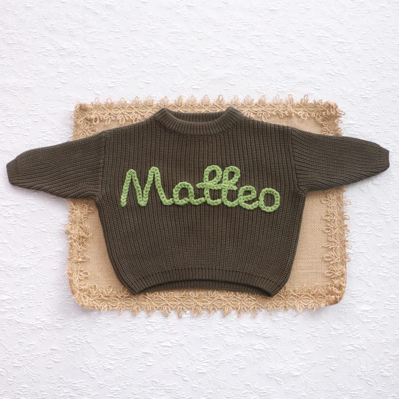 Custom Embroidered Baby Sweater, Knit Name Sweater for Girls & Boys, Birthday Gift