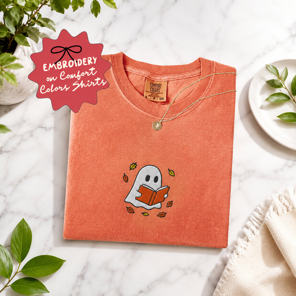 Embroidered Ghost Shirt, Halloween Shirt, Halloween Ghost Shirt, Fall Lover Gift, Embroidered Fall Shirt HLEM14