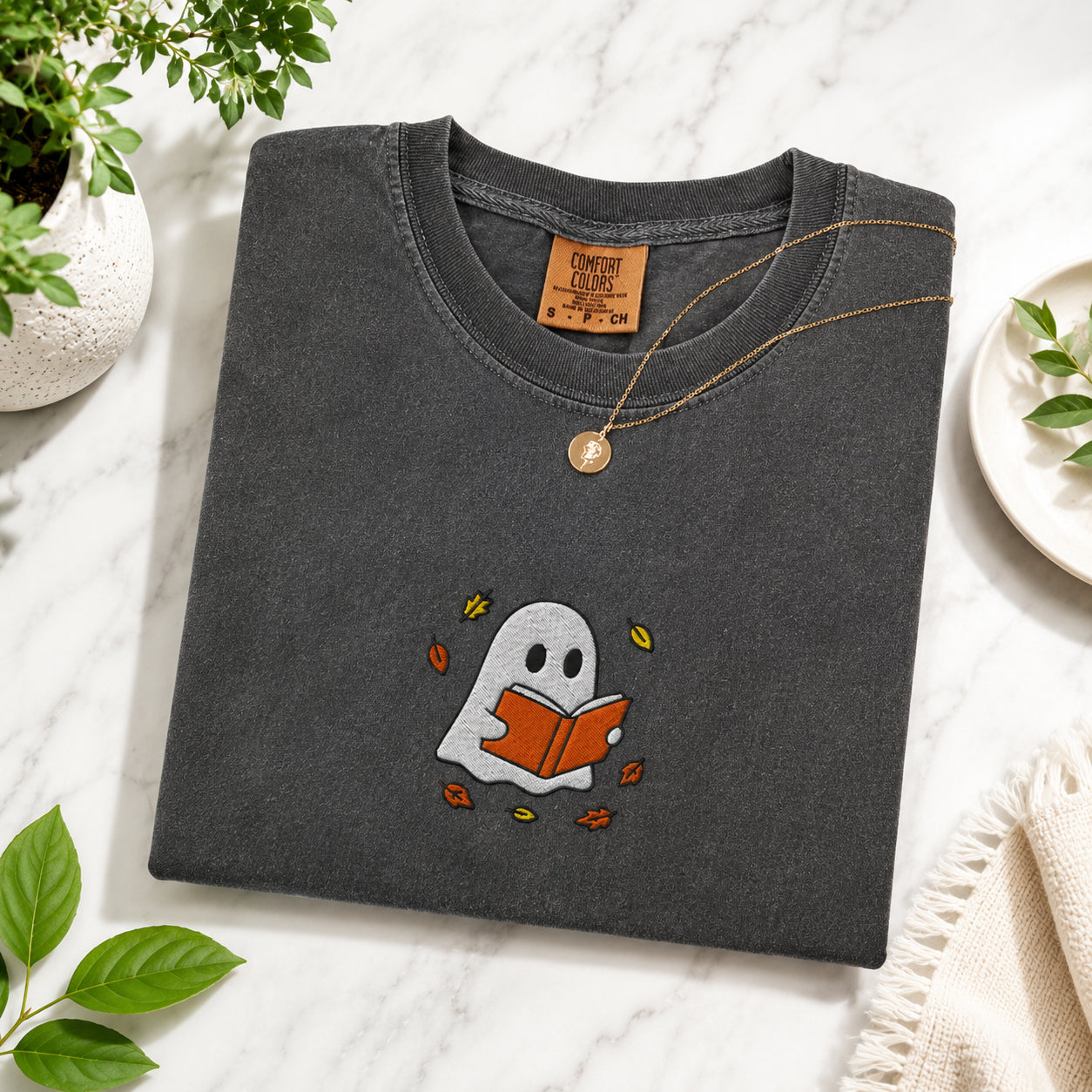 Embroidered Ghost Shirt, Halloween Shirt, Halloween Ghost Shirt, Fall Lover Gift, Embroidered Fall Shirt HLEM14