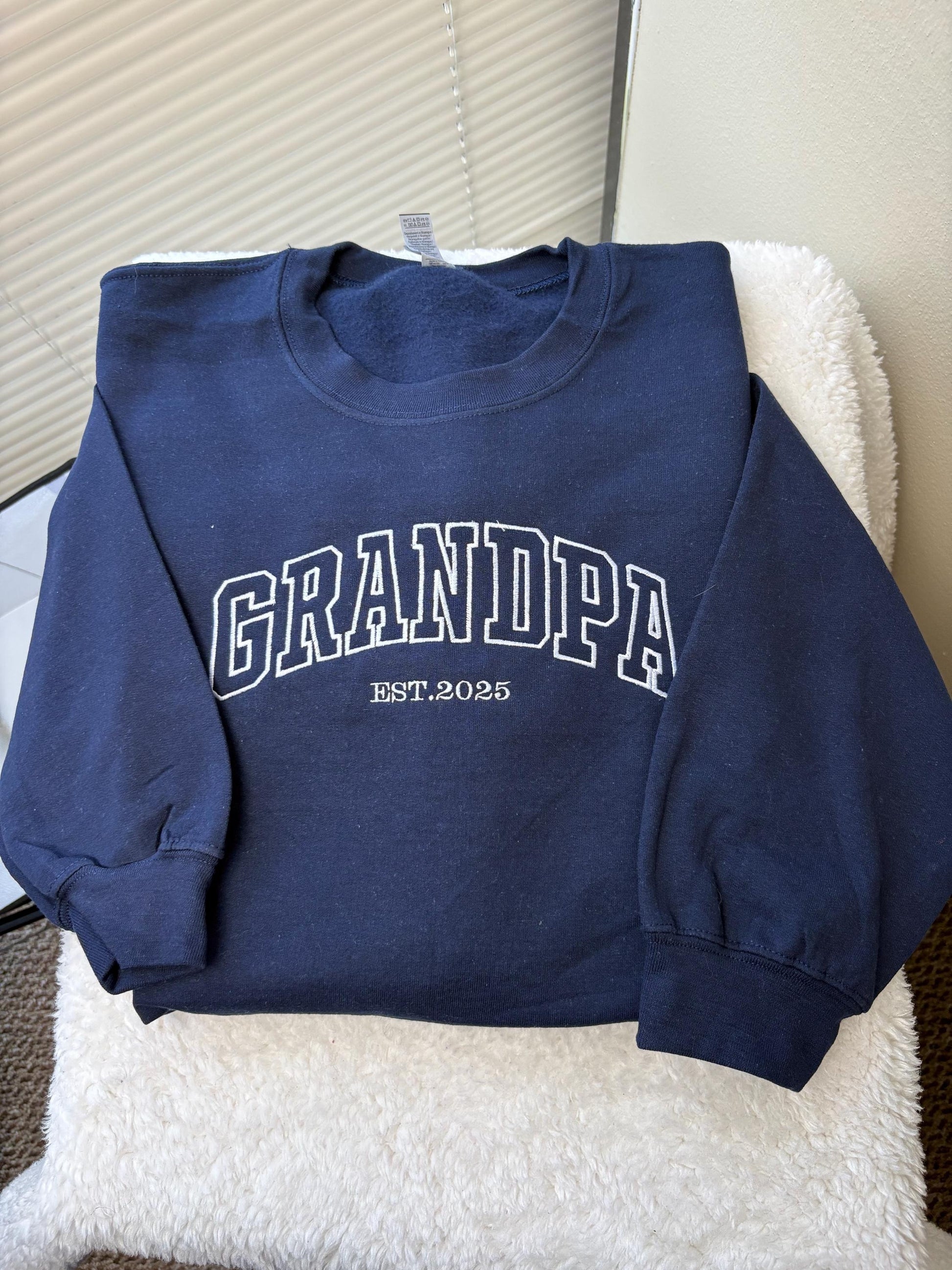 Grandpa Est. 2025 Embroidered Hoodie, Personalized New Grandpa Sweatshirt, Father’s Day Gift for Granddad, Grandbaby Reveal Custom Pullover
