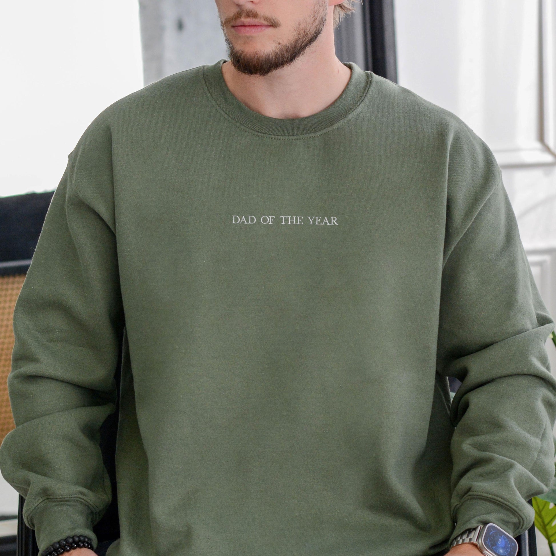 Embroidered Dad of the Year Sweatshirt, Personalized New Dad Gift, Daddy Est Year Crewneck, Gift For New Dad,  Father's Day Gift