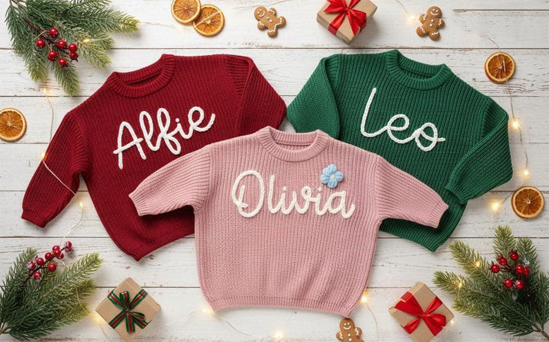Custom Name Baby Pullover, Soft Knit Embroidered Sweater, Keepsake Baby Clothing