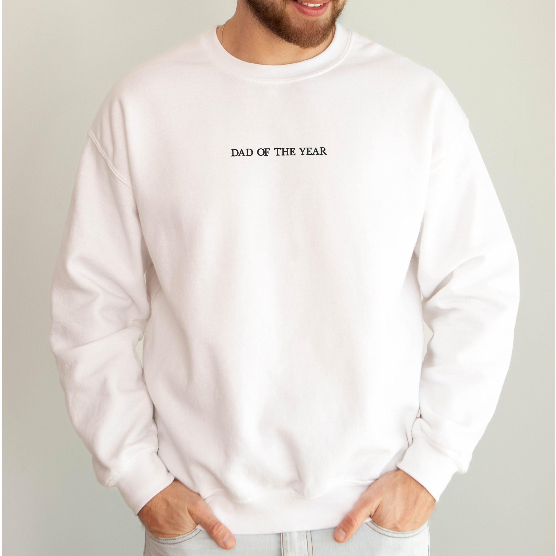 Embroidered Dad of the Year Sweatshirt, Personalized New Dad Gift, Daddy Est Year Crewneck, Gift For New Dad,  Father's Day Gift