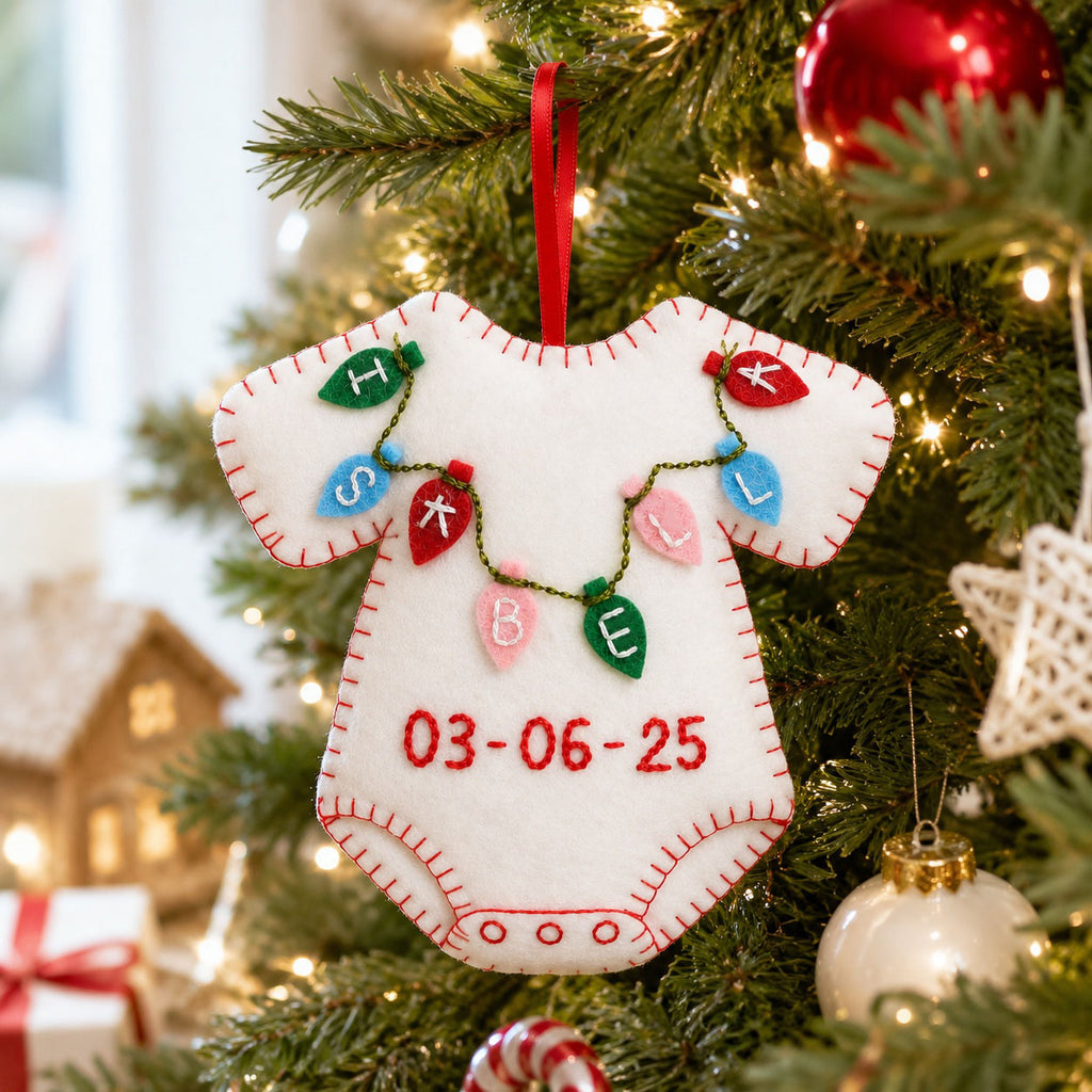 Personalized Baby Felt Ornament, Handmade Custom Christmas Keepsake, Newborn Baby Gift, Baby’s First Christmas Ornament HFOR01