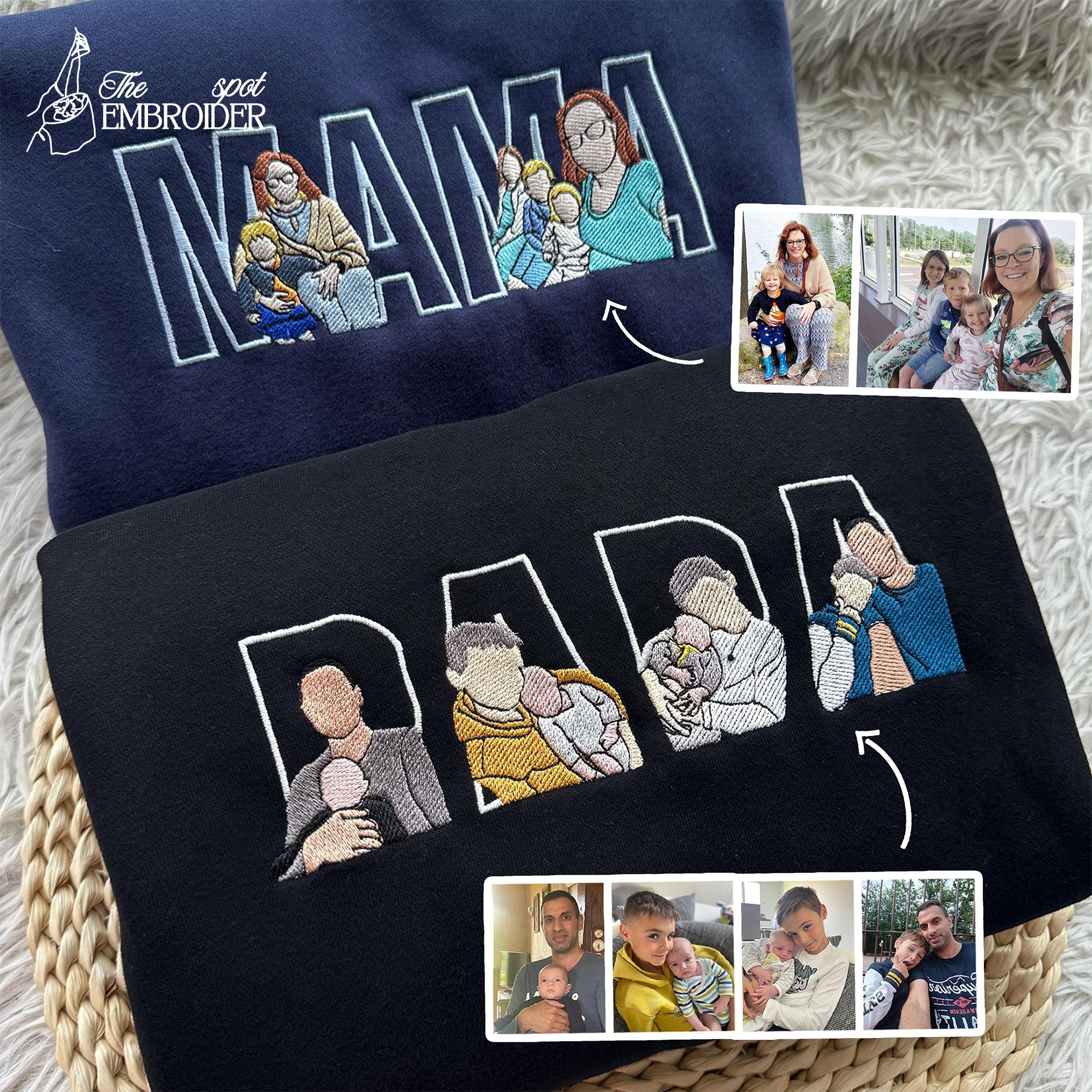 Custom Embroidered Dad Shirt, Personalized Father T-shirt, Papa Brodé Tee, Daddy Embroidered Gift, Father’s Day Portrait Shirt for Him