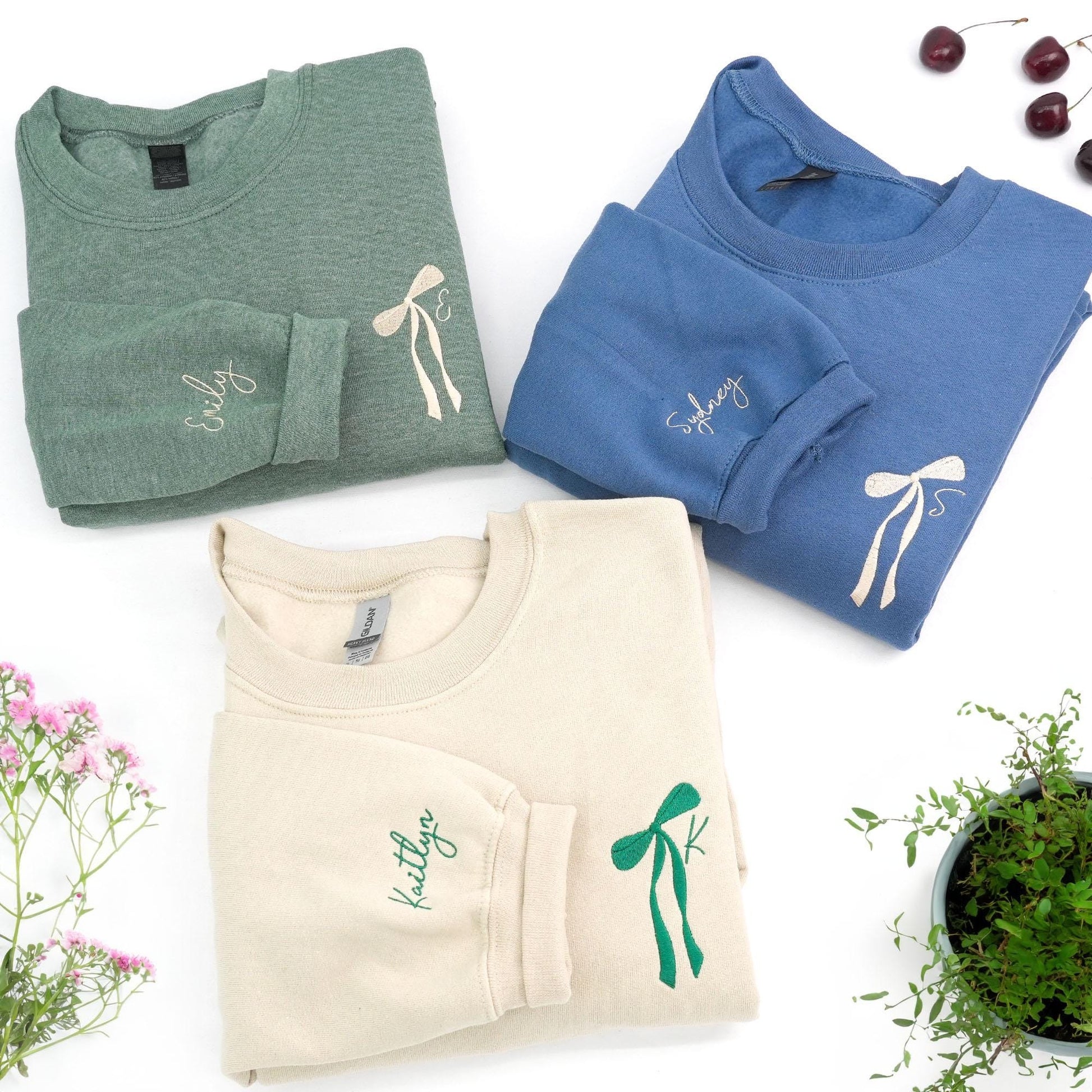 Custom Initial Bow Ribbon Embroidered Sweatshirt, Bridal Party Hoodie, Bridesmaid Proposal, Bachelorette Gifts for Bride, Her