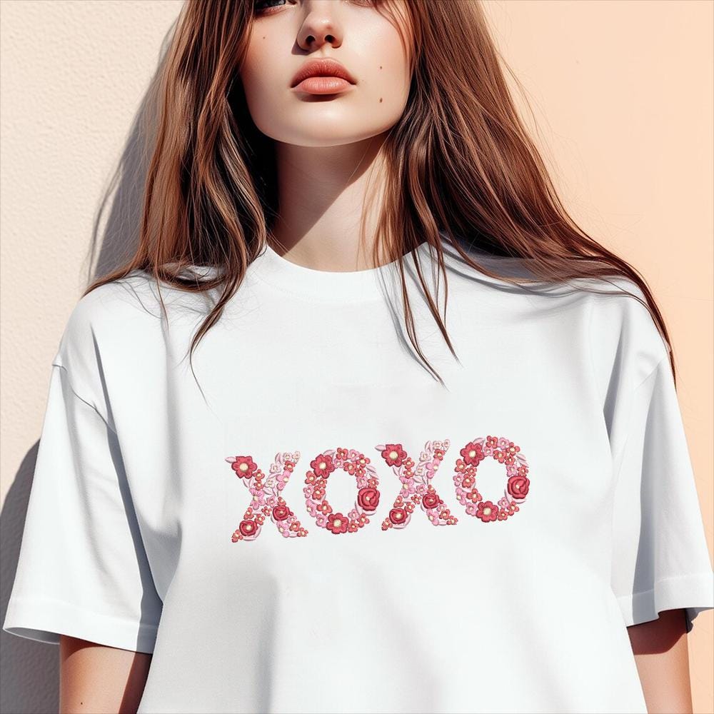 XOXO Embroidery Sweatshirt – Minimal Heart Stitch Crewneck, Cozy Love Gift