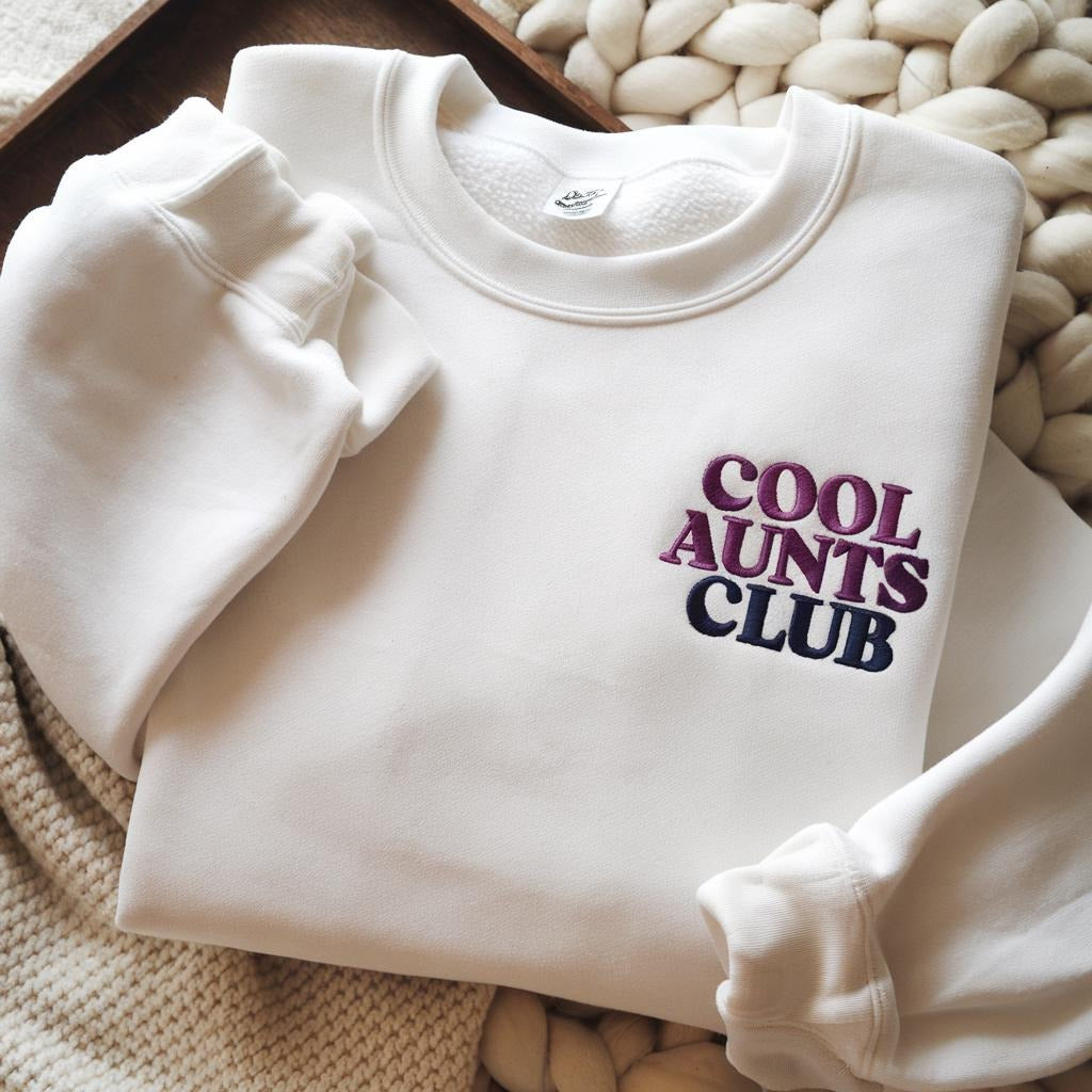 Cool Aunts Club Embroidered Sweatshirt, New Aunt Announcement Gift Shirt, Auntie Club Shirt, In My Aunt Era Shirt, Promoted To Be Aunt Shirt