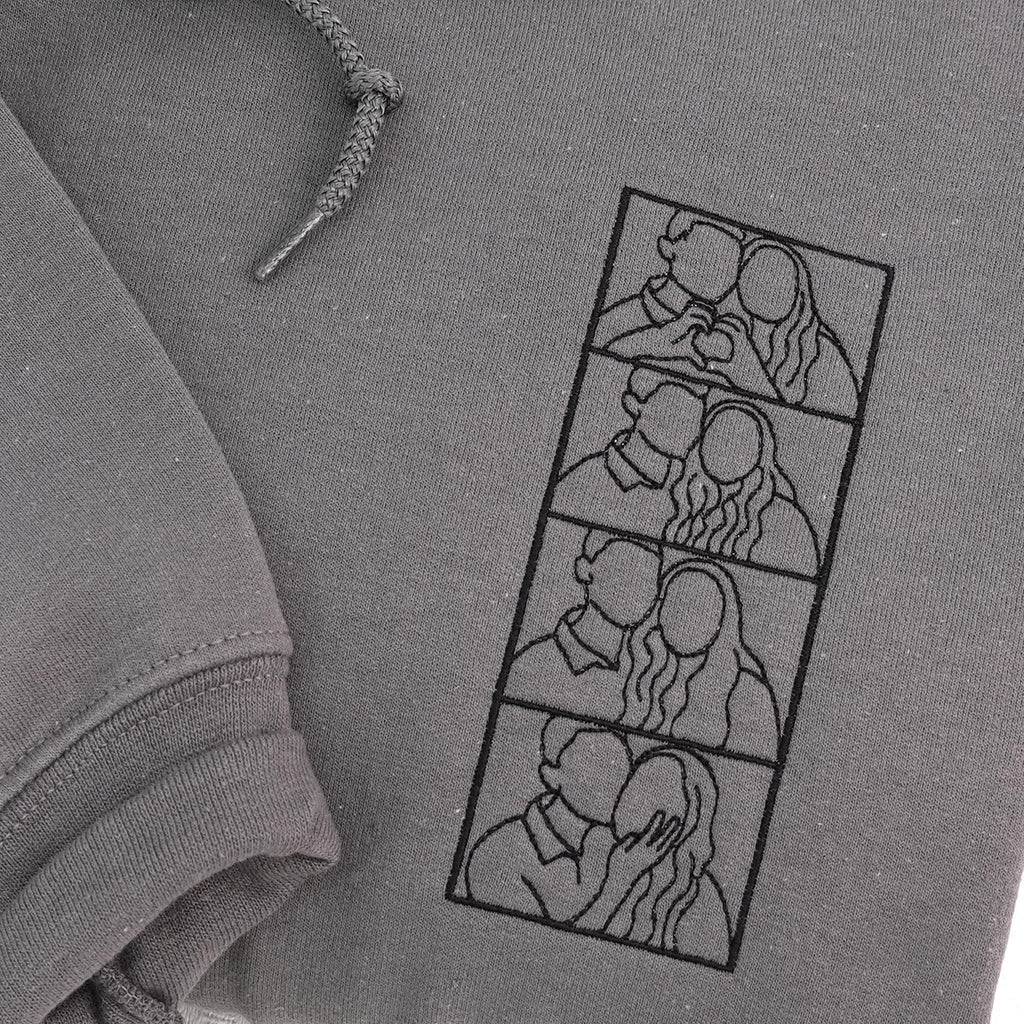 Custom Couple Hoodies with Photo, Couple Portrait Embroidered Hoodie,  Matching Hoodies For His And Her, Wedding Gift