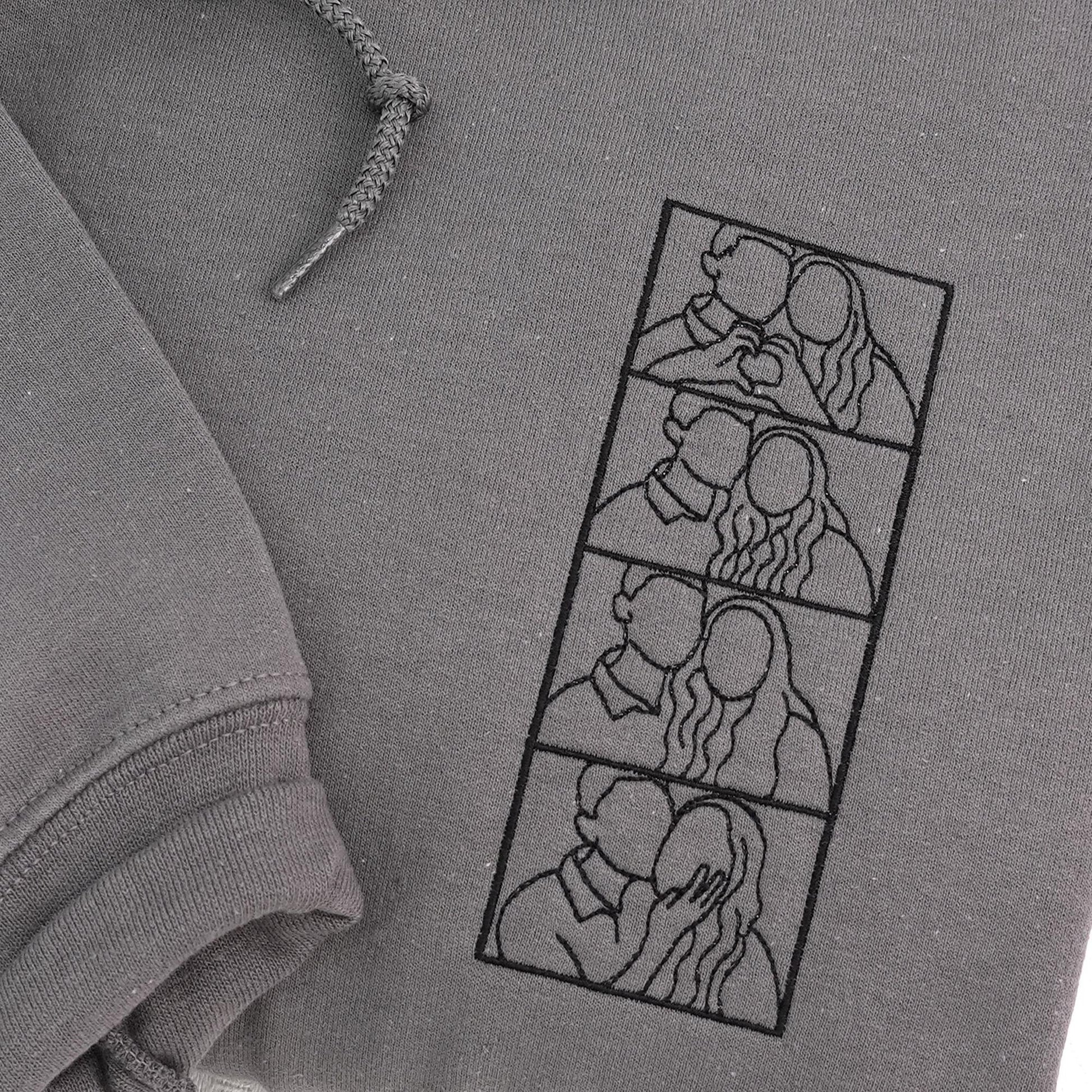 Custom Couple Hoodies with Photo, Couple Portrait Embroidered Hoodie,  Matching Hoodies For His And Her, Wedding Gift