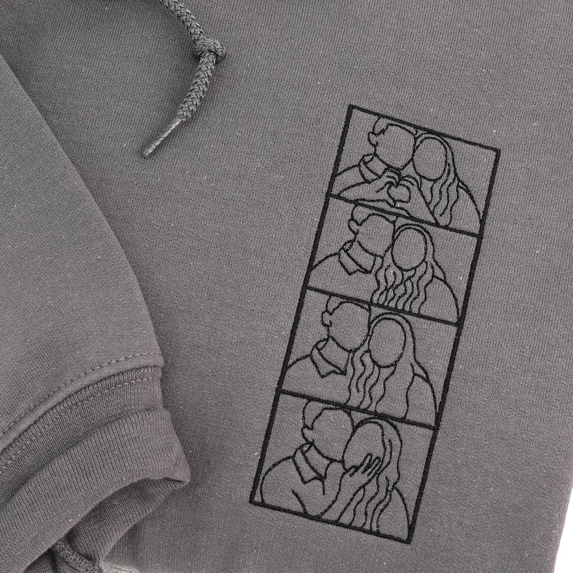 Custom Couple Hoodies with Photo, Couple Portrait Embroidered Hoodie,  Matching Hoodies For His And Her, Wedding Gift