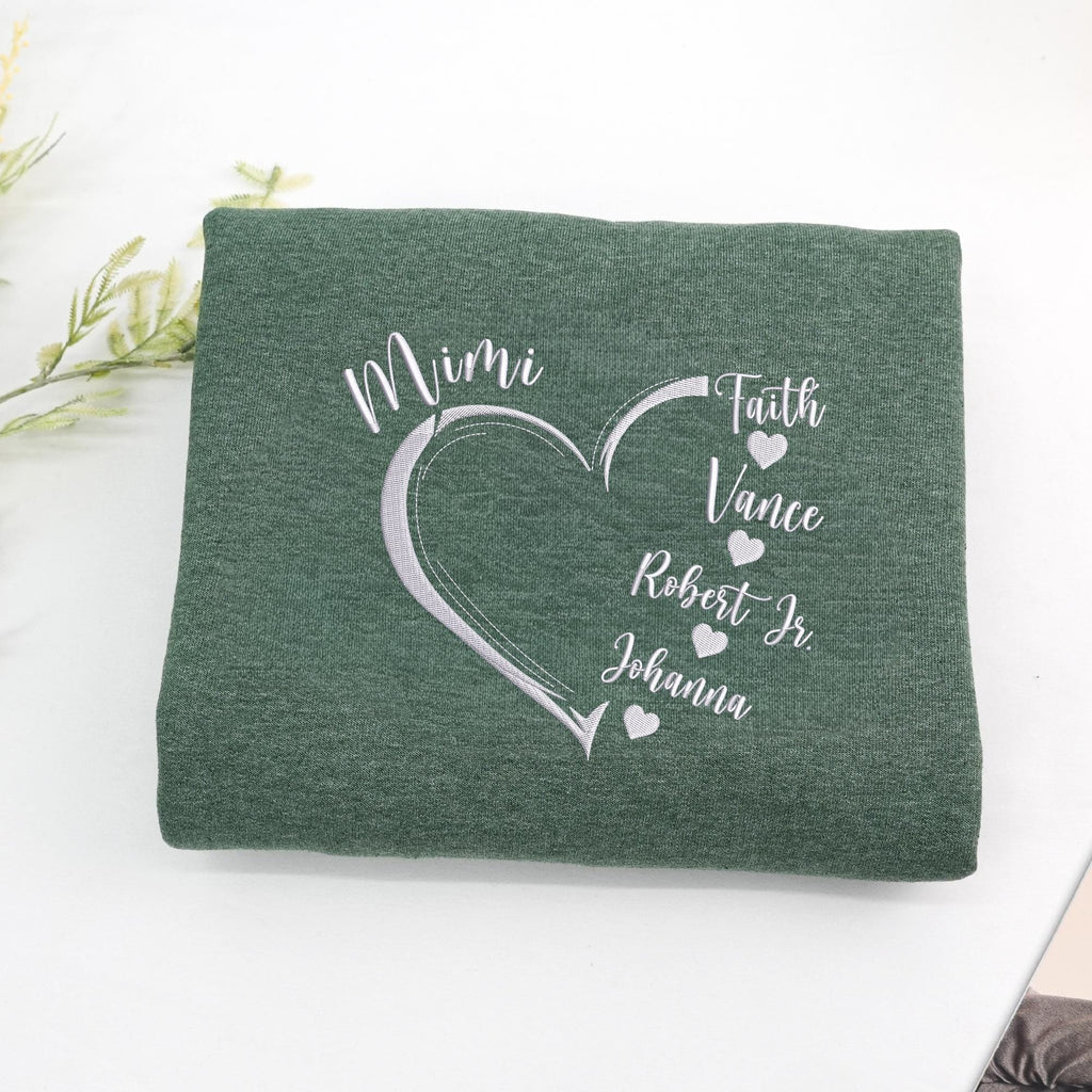 Custom Grandma Sweatshirts with Grandkids Names, Great Grandma Embroidered Sweatshirt, Custom Text Embroidered, Gift Ideas for Grandmother