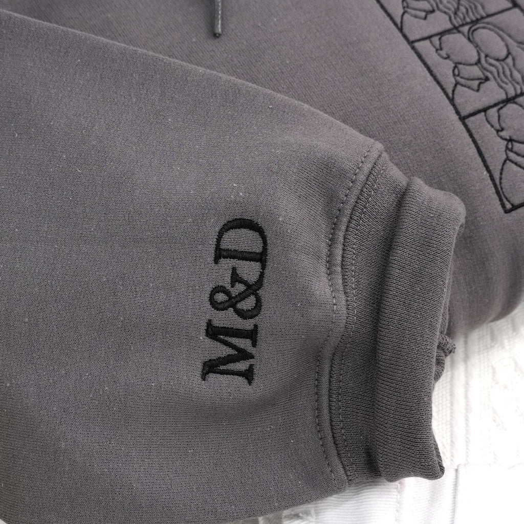 Custom Couple Hoodies with Photo, Couple Portrait Embroidered Hoodie,  Matching Hoodies For His And Her, Wedding Gift