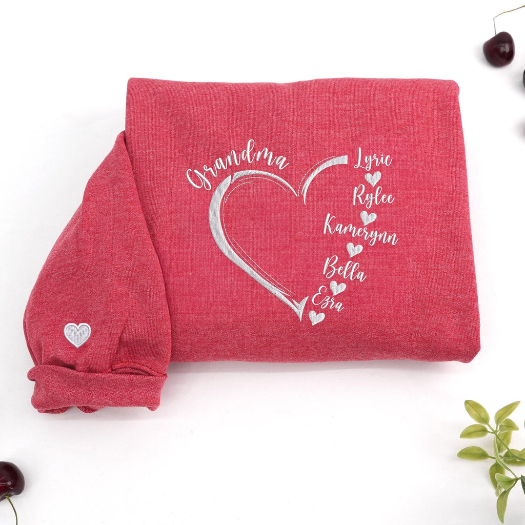 Custom Grandma Sweatshirts with Grandkids Names, Great Grandma Embroidered Sweatshirt, Custom Text Embroidered, Gift Ideas for Grandmother
