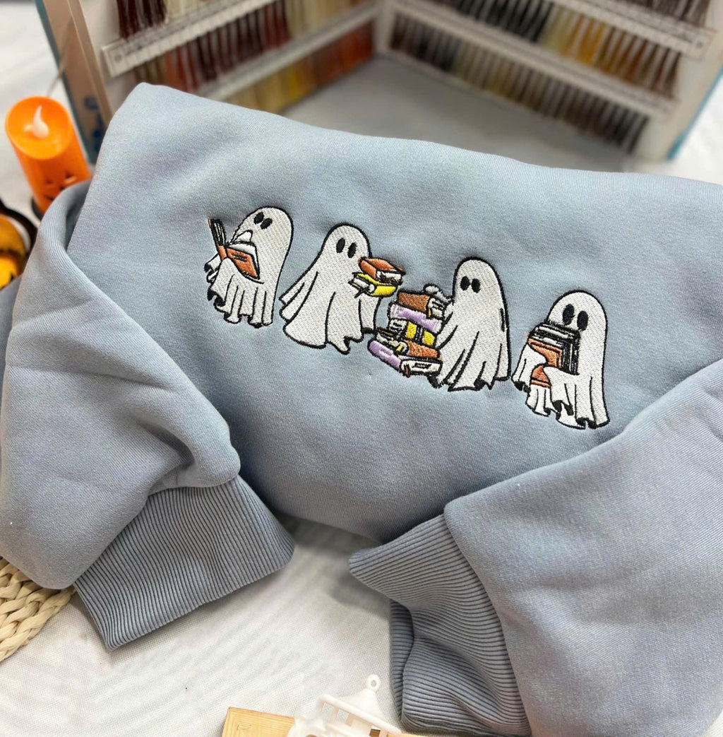 Embroidered Ghost Sweatshirt, Halloween Embroidered Sweatshirt, Cute Ghost Shirt, Halloween Sweatshirt, Cute Halloween, Halloween Gift