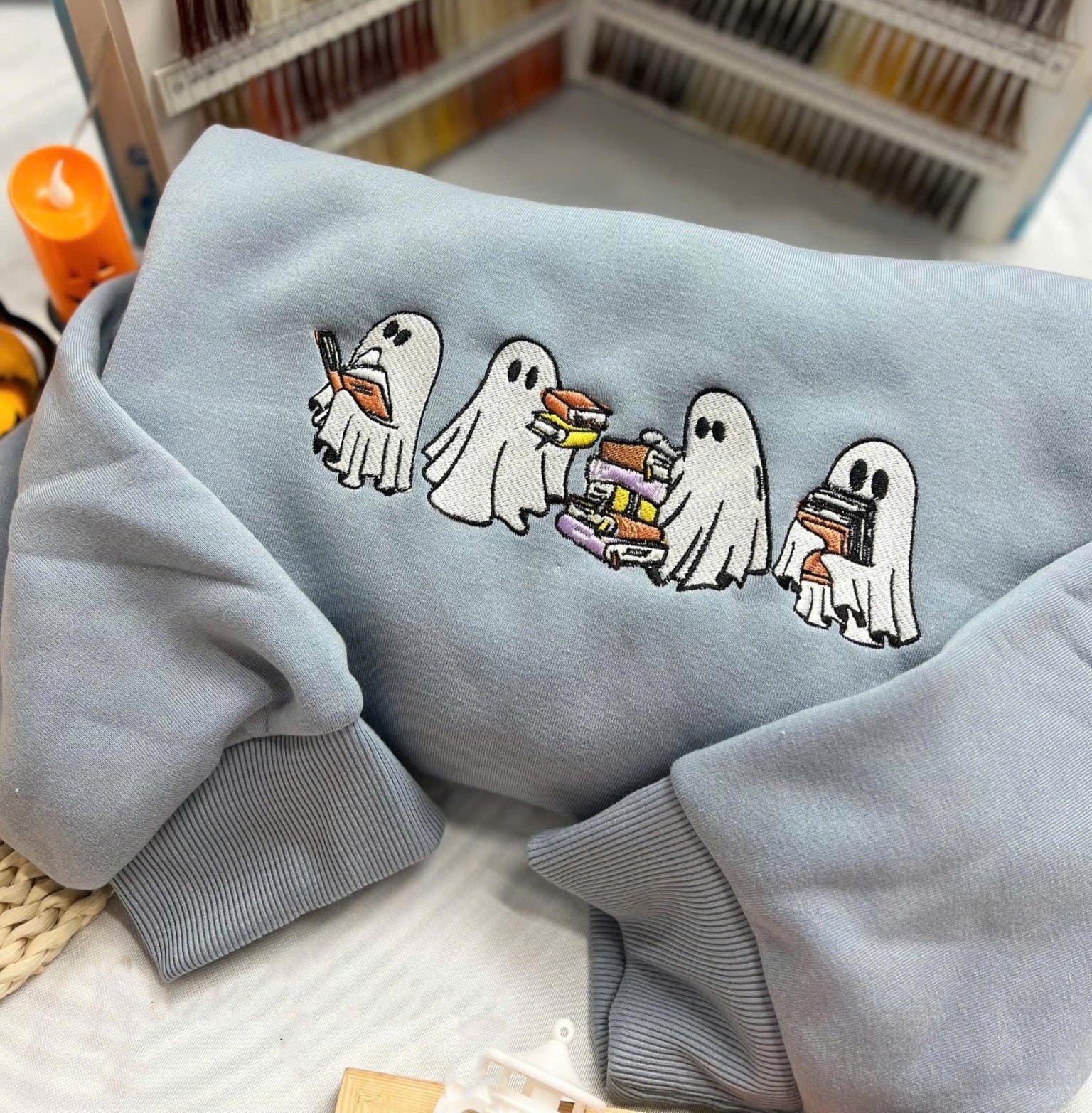 Embroidered Ghost Sweatshirt, Halloween Embroidered Sweatshirt, Cute Ghost Shirt, Halloween Sweatshirt, Cute Halloween, Halloween Gift