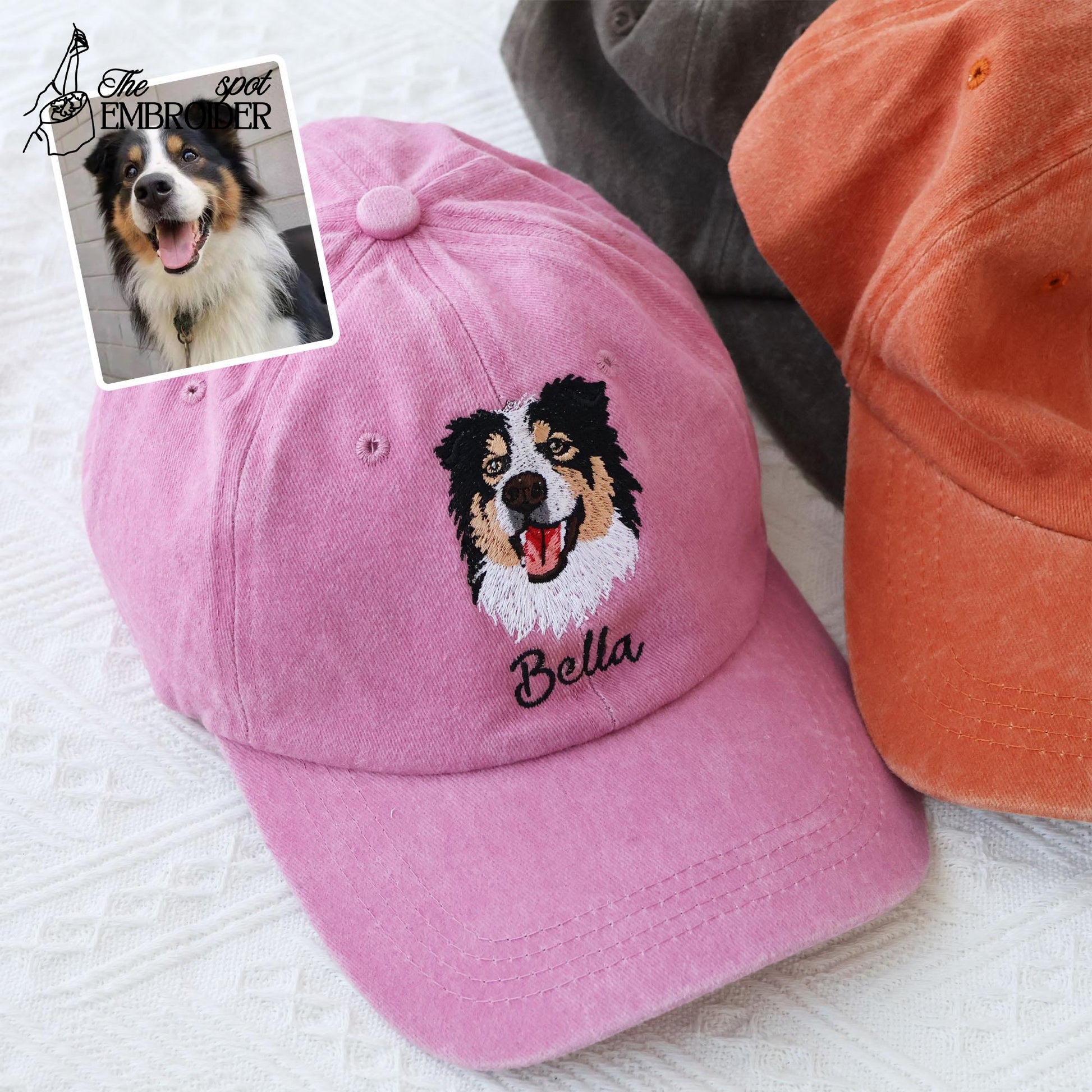 Custom EMBROIDERED Pet Hat Using Pet Photo, Personalized Dog Hat, Custom Pet Cap, Dog Hat Custom, Dog Baseball Cap, Father's Day