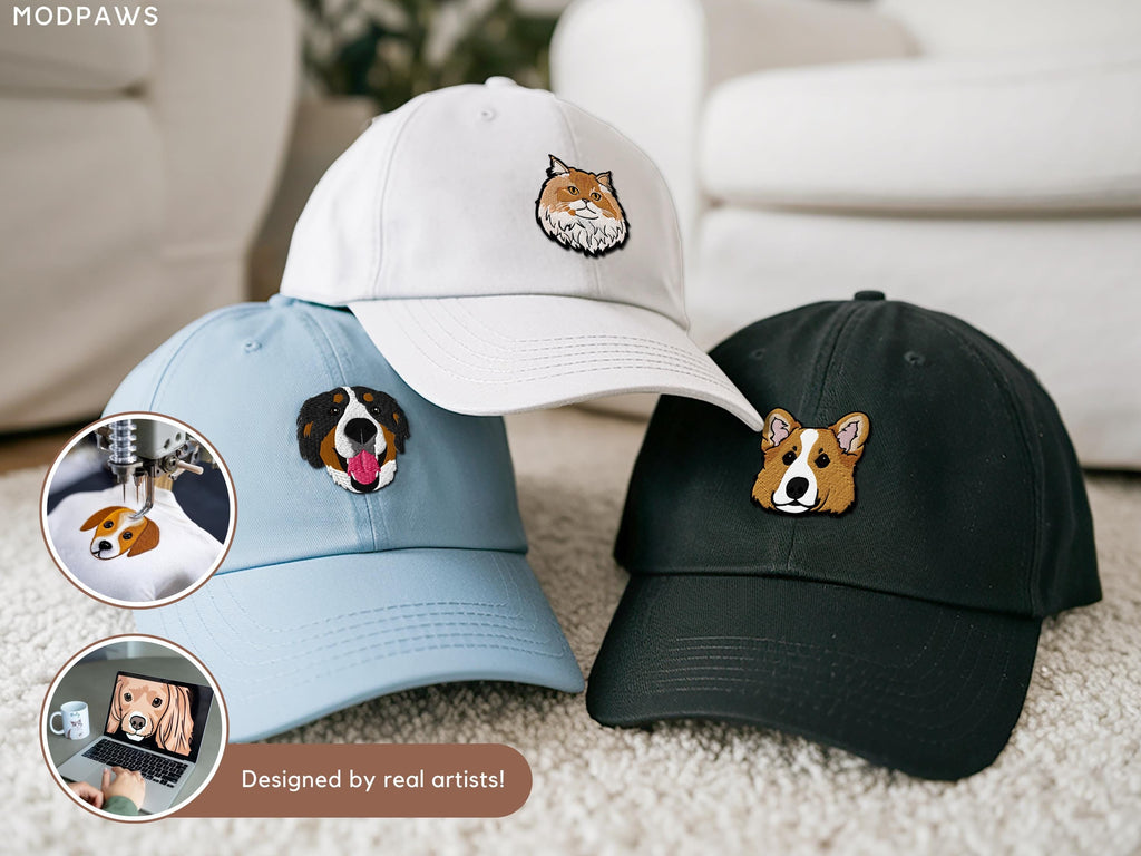 Custom EMBROIDERED Pet Hat Using Pet Photo, Personalized Dog Hat, Custom Pet Cap, Dog Hat Custom, Dog Baseball Cap, Father's Day