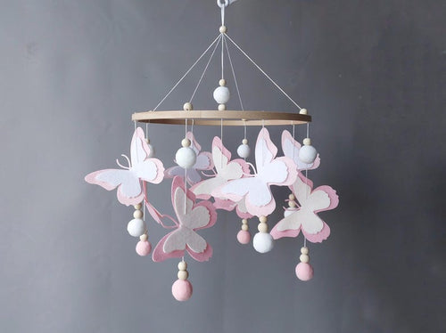 Butterfly Felt Baby Mobile, Handmade Baby Mobile, Custom Name Butterfly Nursery Crib Mobile, Nursery Hanging Decor BBMB18