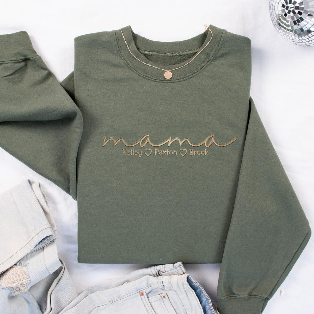 Embroidered Personalized Mama Sweatshirt, Mother's Day Gift, New Mom Gift, Minimalist Cool Mom Sweater Mom Christmas Gift
