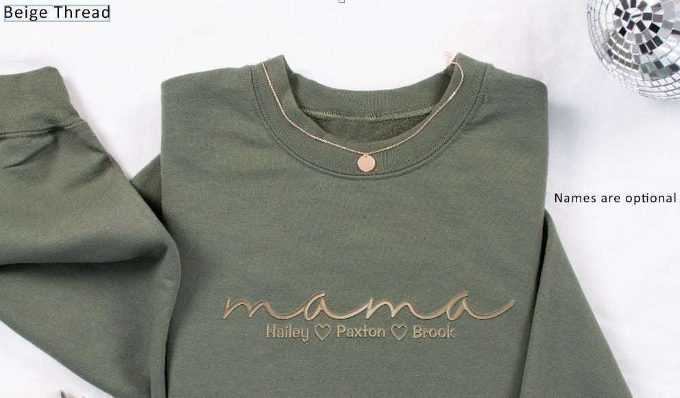 Embroidered Personalized Mama Sweatshirt, Mother's Day Gift, New Mom Gift, Minimalist Cool Mom Sweater Mom Christmas Gift