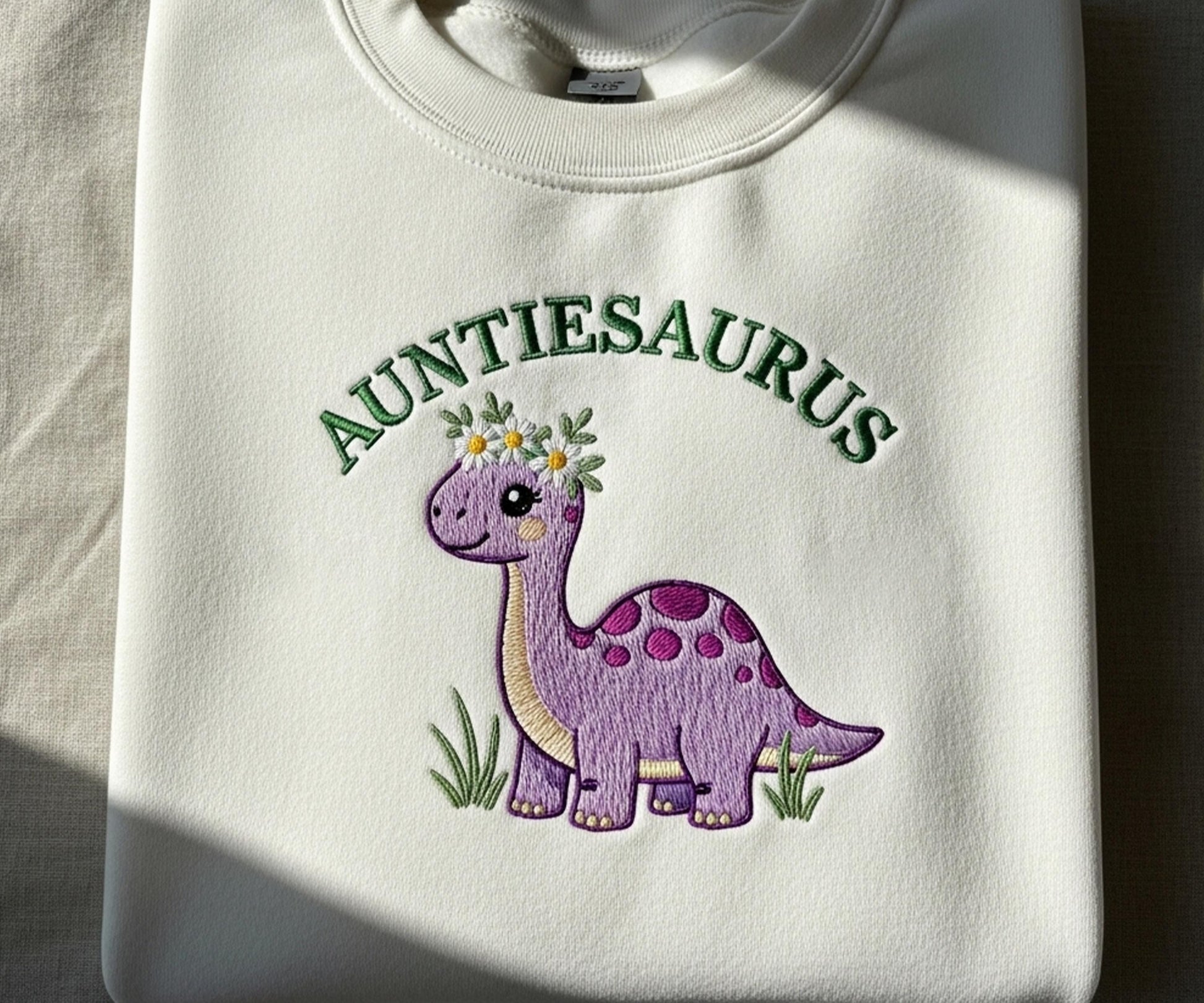 Embroidered Auntie Saurus Dinosaur Sweatshirt, Custom Auntie EST, Funny Auntie Shirt, Personalized Auntie Gift, Dinosaur Auntie, Birthday Gift Auntie