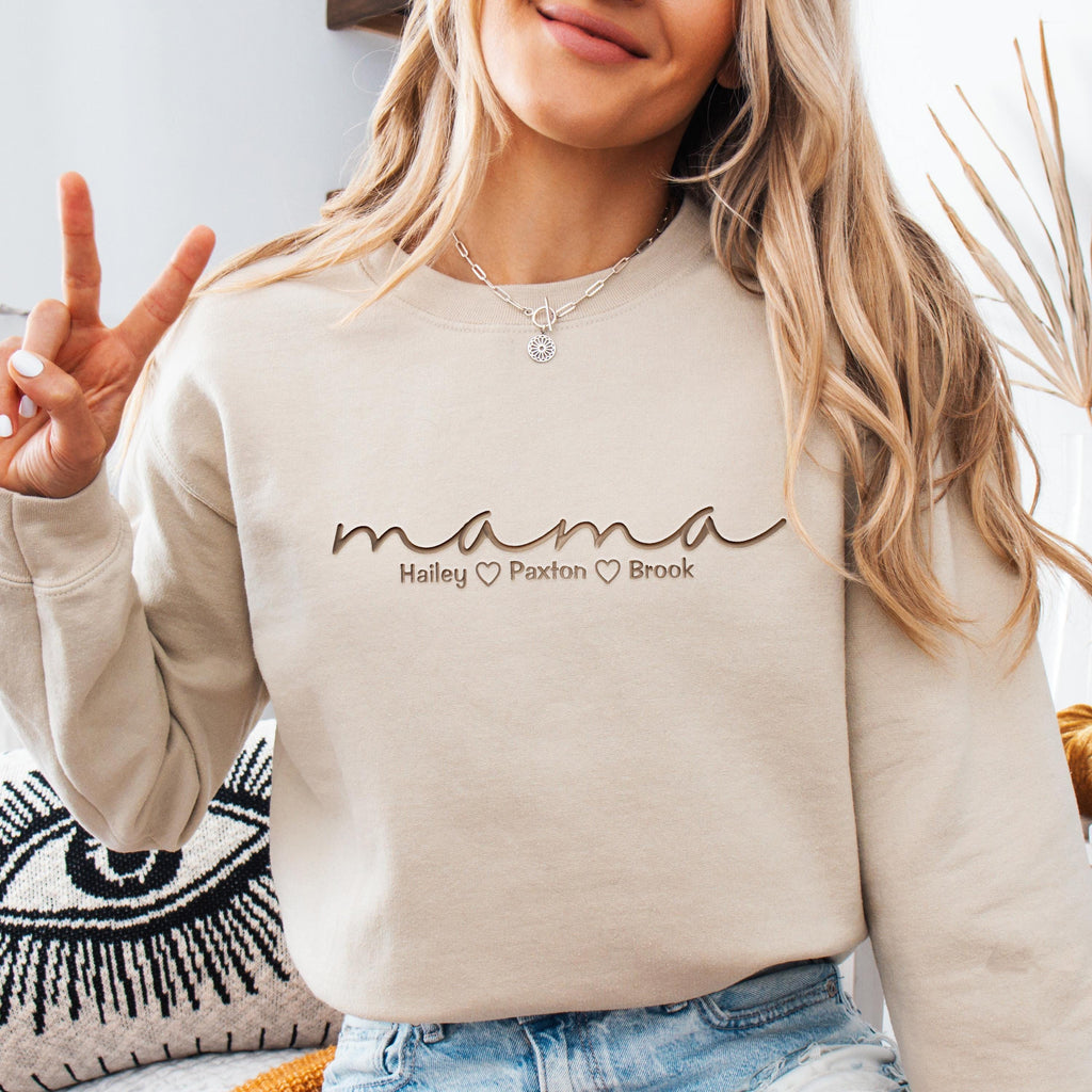 Embroidered Personalized Mama Sweatshirt, Mother's Day Gift, New Mom Gift, Minimalist Cool Mom Sweater Mom Christmas Gift