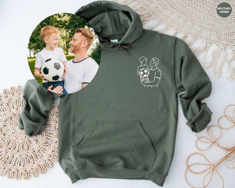 Uncle Hoodie Custom Portrait From Photo,. Personalized Gift For Uncle Birthday Gifts For Him Outline Sweatshirt, Family Gifts