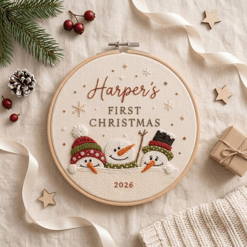 Custom Baby Embroidered Hoop Ornament 2026, Family Keepsake Gift, Christmas Tree Decoration, Christmas Ornament Gift HOOPN19