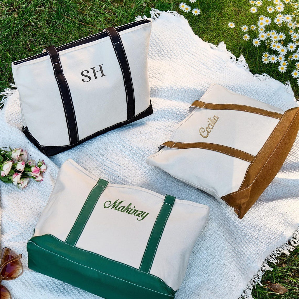Custom Canvas Tote Bag, Personalised Tote Bag, Name Tote Bag, Bridesmaid Gift Bag, Embroidered With Initials Custom Tote, Personalized Gift