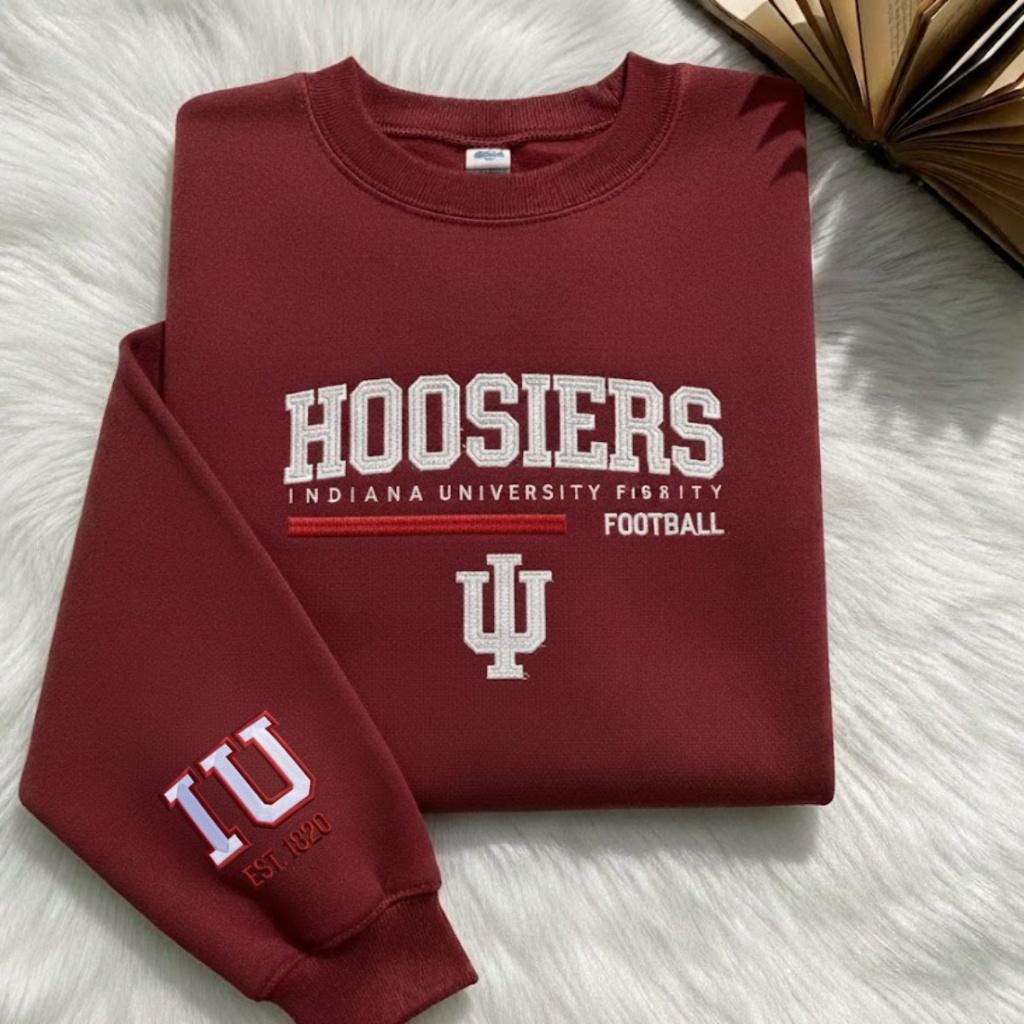 Embroidered Indiana Hoosiers Shirt, IU Hoosiers Sweatshirt, Indiana State Pride Apparel, College Football Gameday Shirt, Gift for Hoosiers Fan
