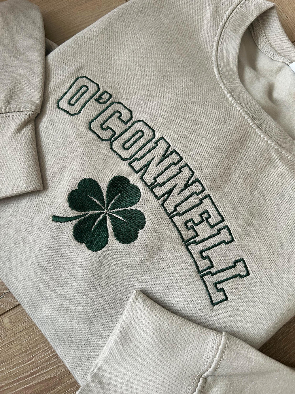 Embroidered Surname Shamrock Sweater – Personalized St. Patrick’s Day Sweatshirt for Kids & Adults, Lucky Irish Custom Gift