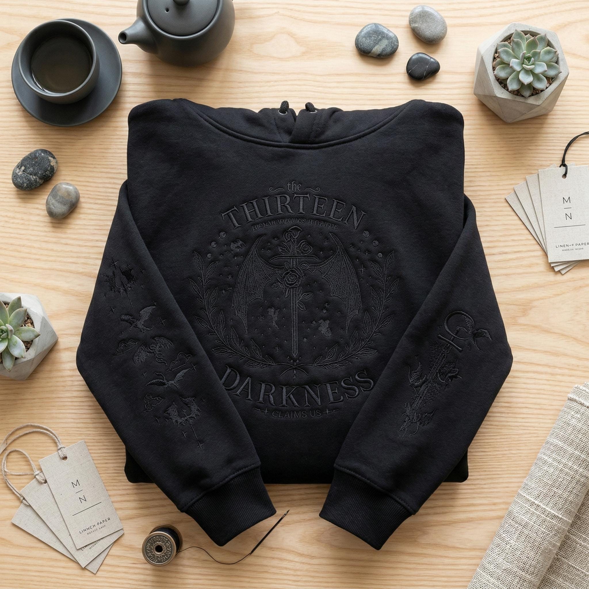 The Thirteen Throne Of Glass Embroidered Sweatshirt, From Now Until the Darkness Claims Us Embroidered Shirt, Bookish Gift
