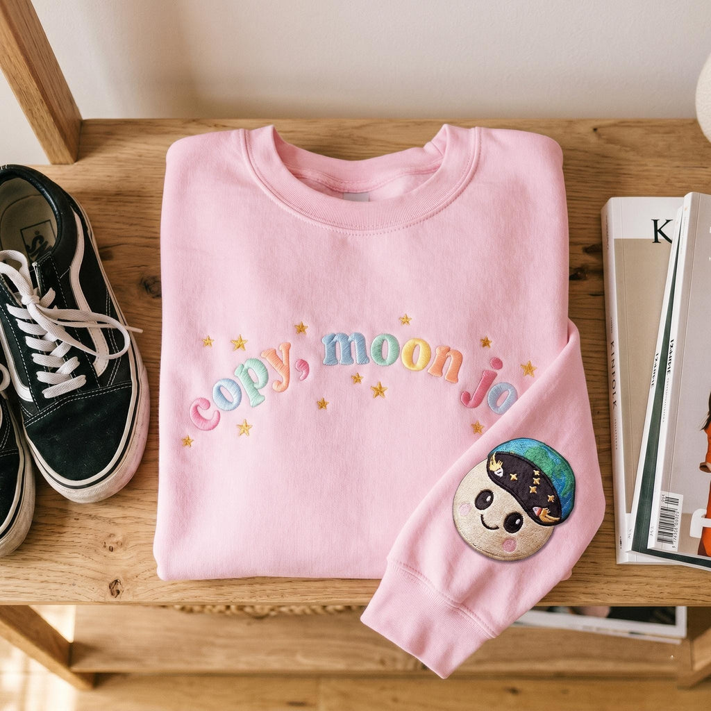 Moon Joy Quote Embroidered Shirt, Vintage Space Quote Tee, Colorful Sky Shirt, Night Aesthetic Top, Gift for Moon Lovers