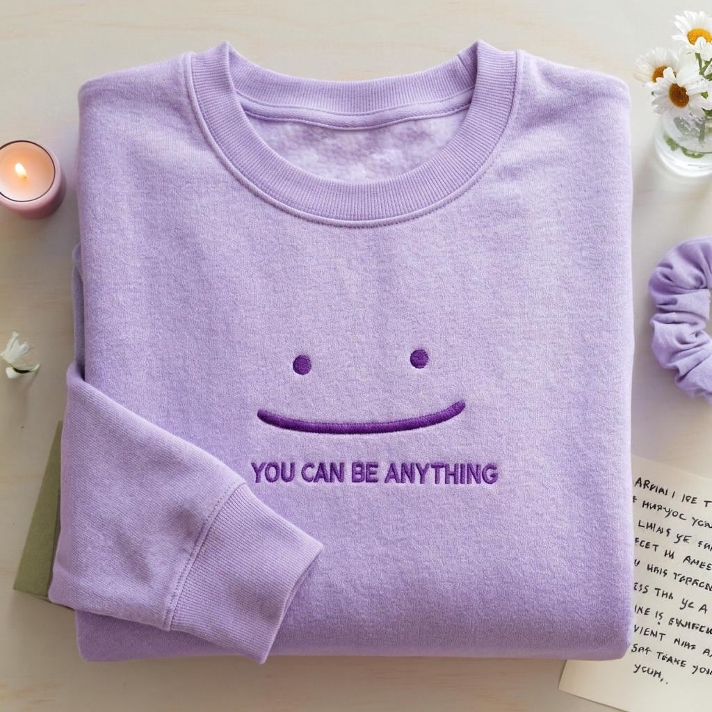 Embroidered You Can be Anything Smile Embroidered Sweatshirt, ditto sweatshirt
