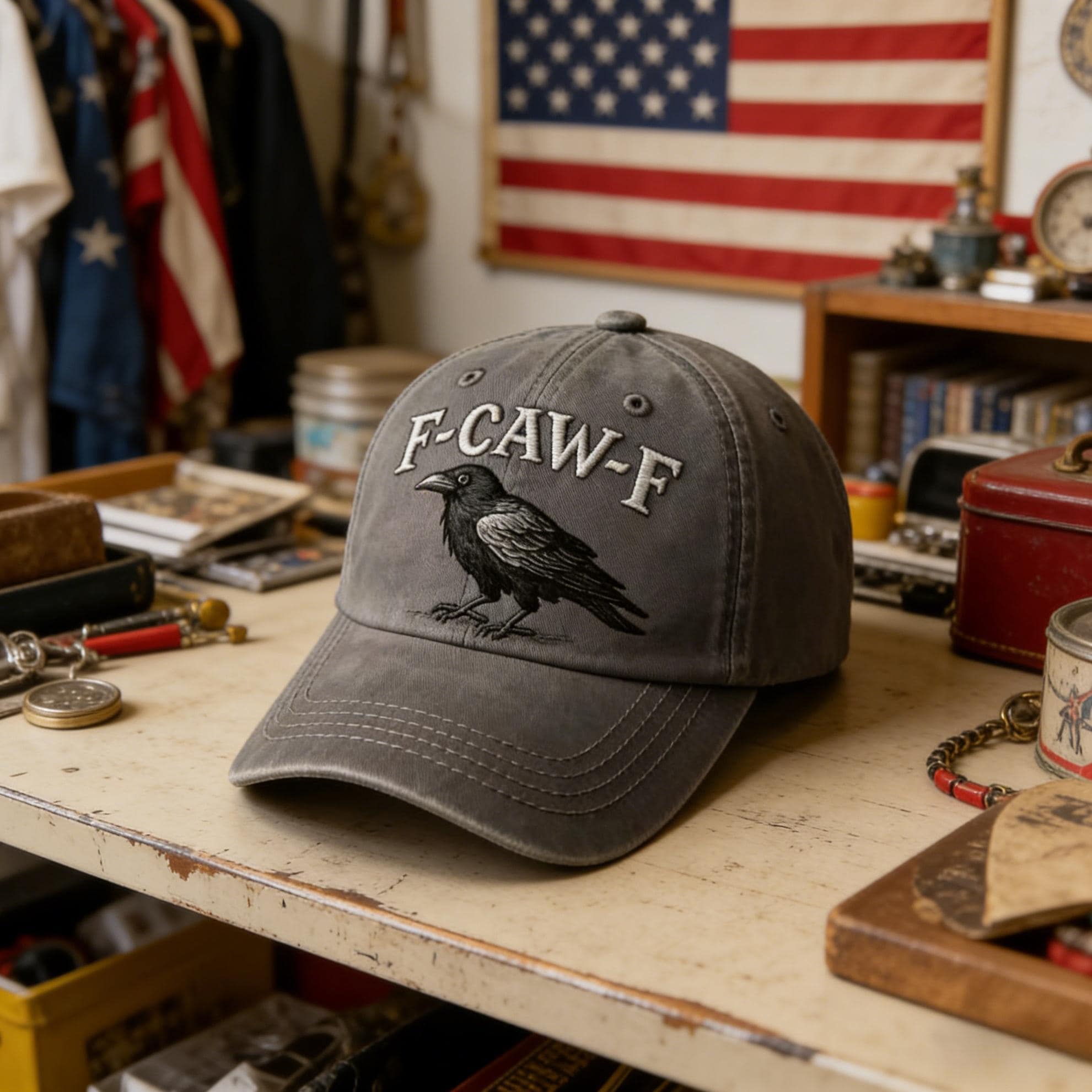 Hand-Embroidered F-Caw-F Crow Baseball Cap | Unisex Black Bird Graphic Hat
