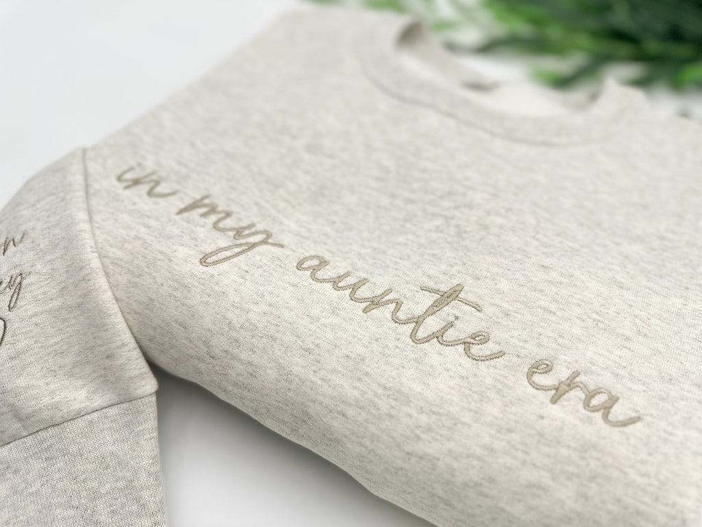 In My Auntie Era Sweatshirt, Aunt Gift, Minimalist Embroidered Sweater, Cozy Auntie Crewneck, Cool Aunt Outfit, Custom Shirt