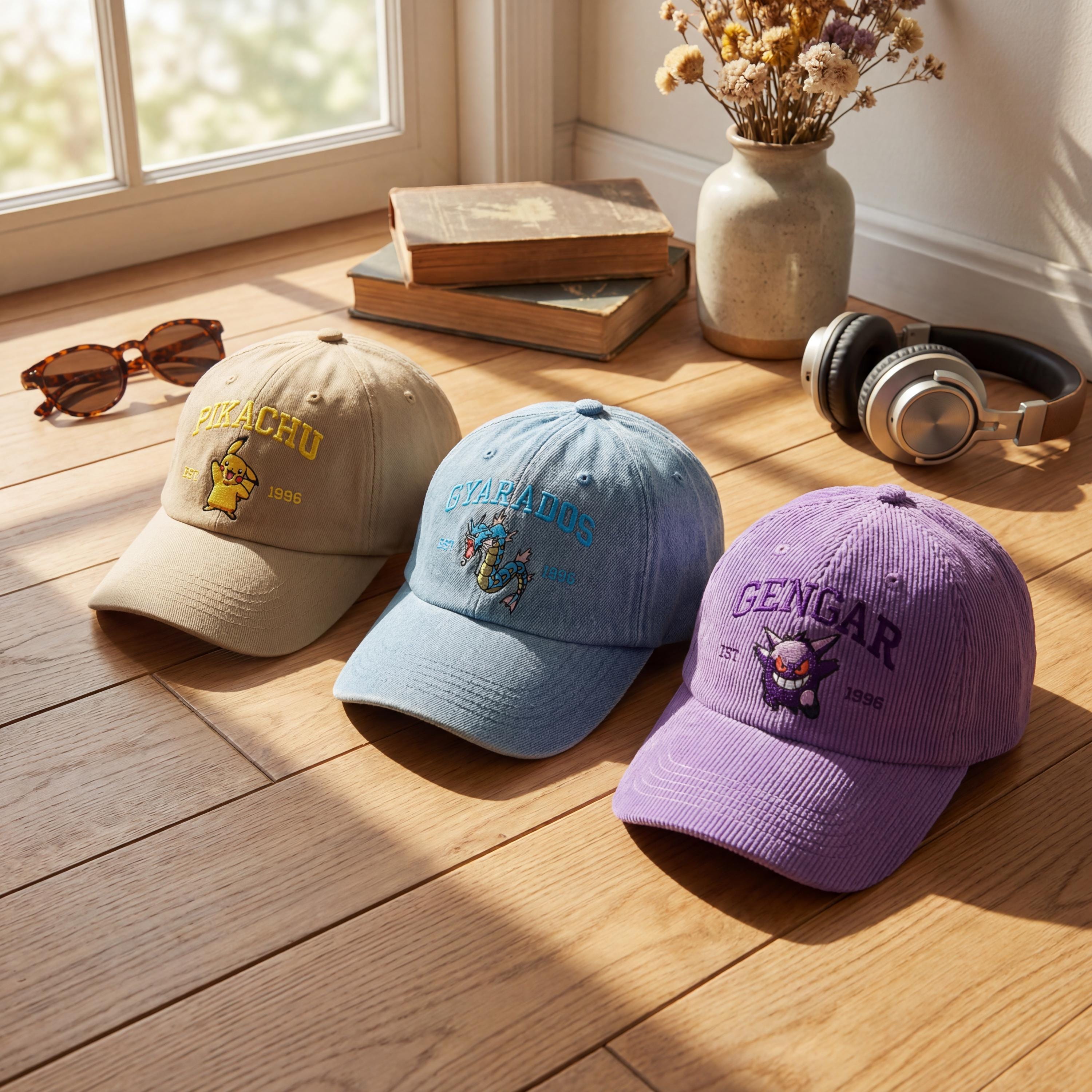 Custom Poke Anime Embroidered Vintage Hat – Personalized Character Baseball Cap, Retro Otaku Style Gift for Men & Women