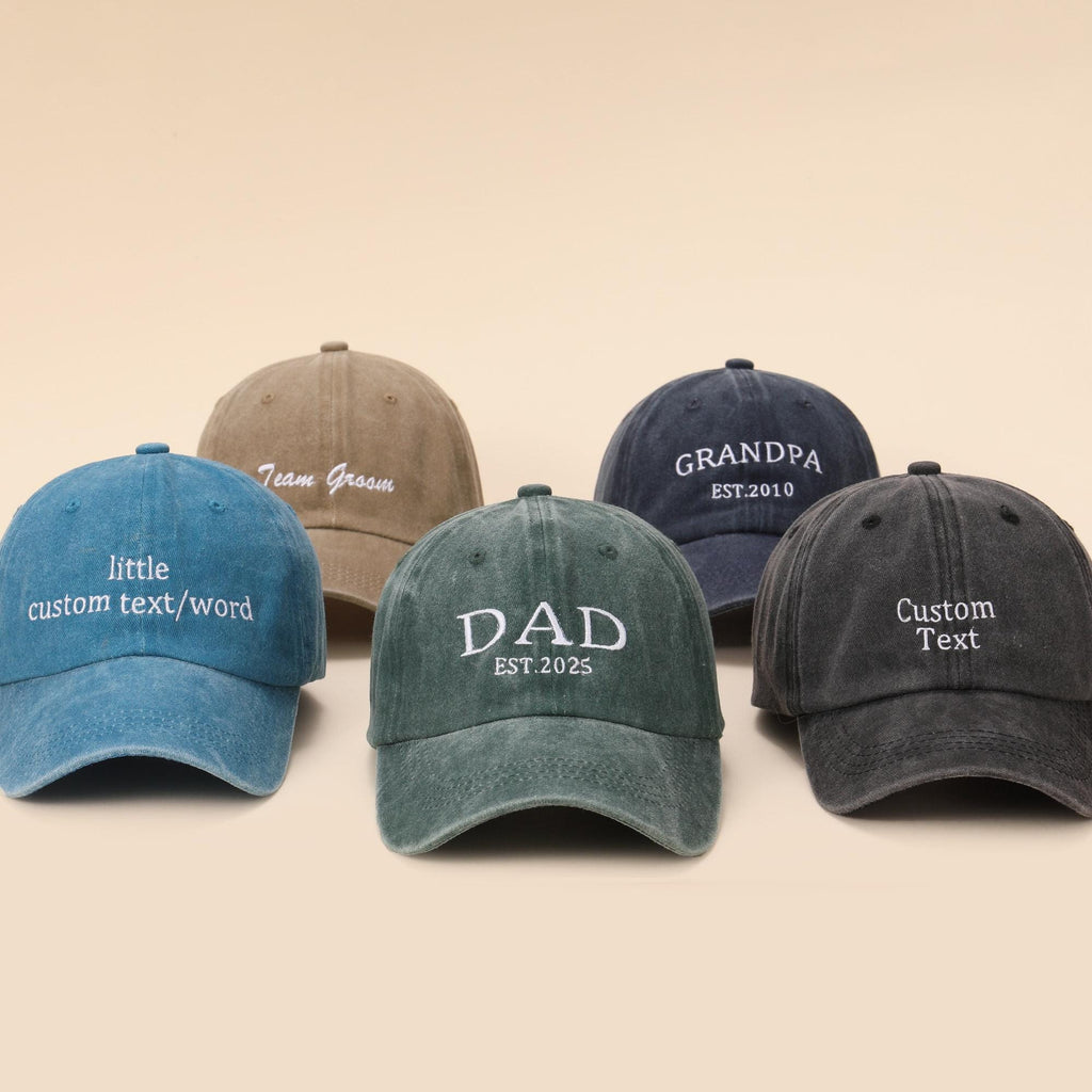 Personalized Dad Embroidered Hat, Vintage Baseball Cap for Dad, Custom Grandpa Hat with Est Year, Fathers Day Gift, Unisex Baseball Hat.