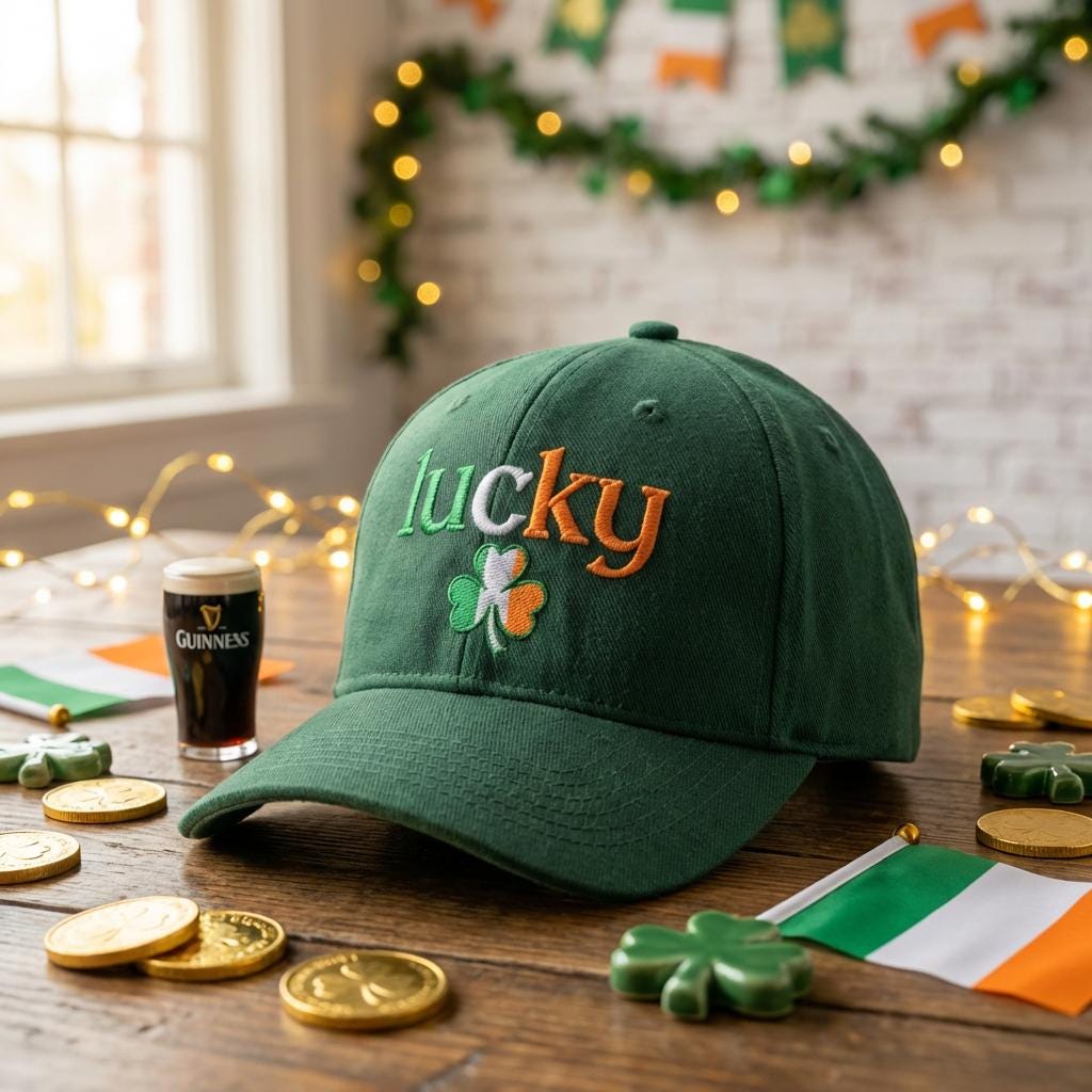 St Patrick’s Day Hat, Irish Lucky Green Dad Hat, Clover Embroidered Baseball Cap, Shamrock Hat, Sláinte Gift