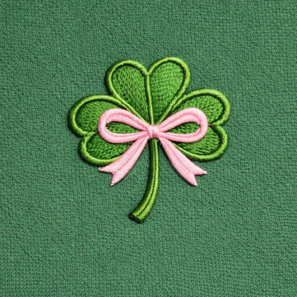 Embroidered St. Patrick’s Day Sweatshirt – Irish Shamrock Bow Embroidery Design, Saint Patrick’s Day Crewneck