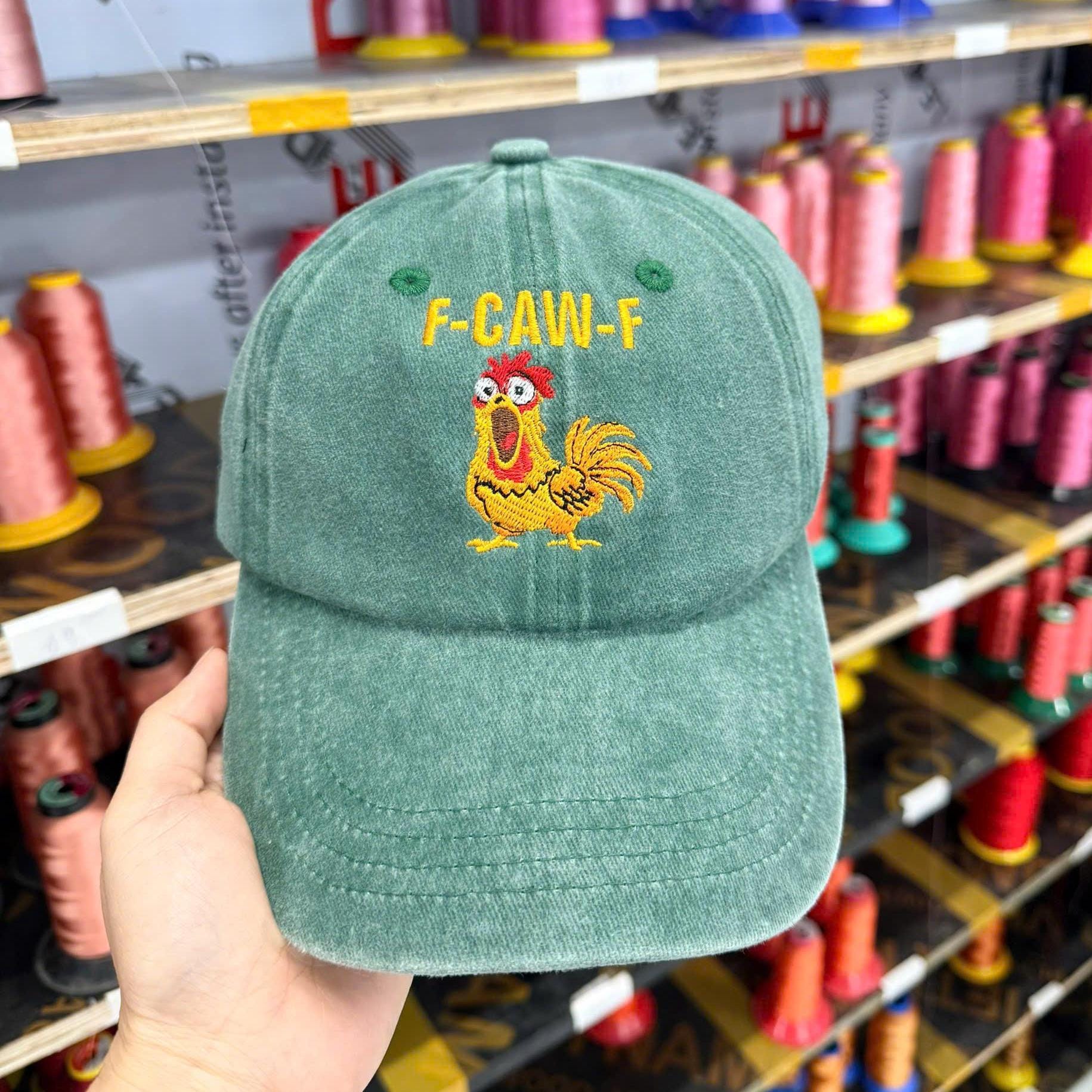F-Caw-F Embroidered Hat, Funny Rooster Meme Cap, Chicken Lover Gift for Farmer Gag Gift For Friend, Custom Name Hat, Gift For Coworker