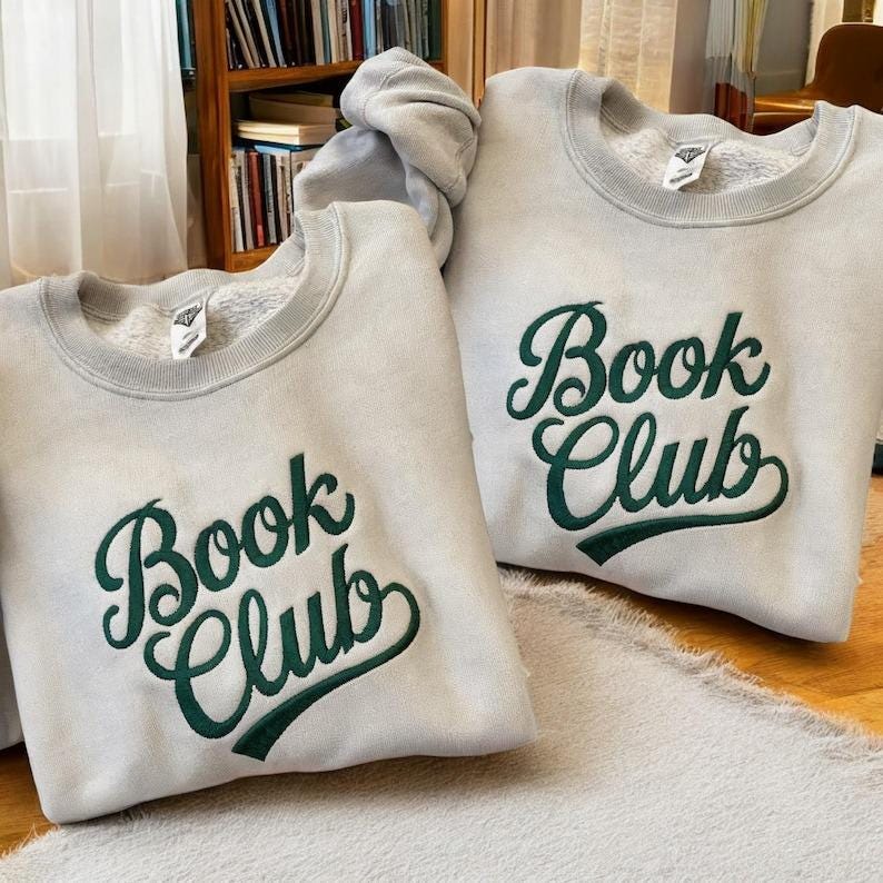 Customized Book Club Embroidered Sweatshirt, Bookworm Sweatshirt, Librarian Tee, Book Lover Shirt, Social Club Shirt, Teacher Sweatshirt